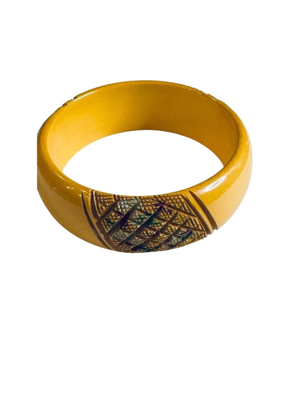 Deco Bakelite Bangle Bracelet HTF Excellent Condition Butterscotch Red Green